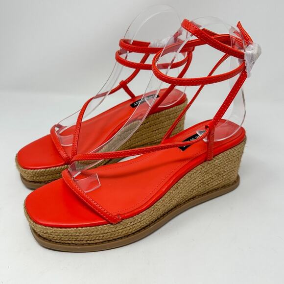 Nine West Alexx Orange Strappy Wedge Espadrille Sandal, NEW, Size 6, MSRP $89 - Picture 5 of 14